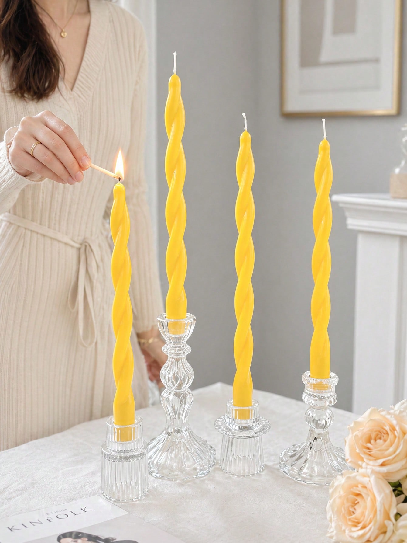 Fragrance Home Decor - 4pcs Set New Yellow Twisted Fried